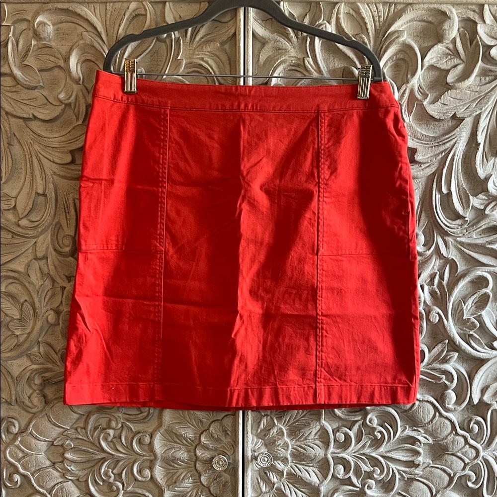 Boden Red Mini Skirt with Panel Stitch Detailing
